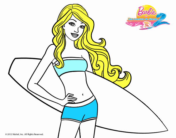 Barbie con tabla de surf