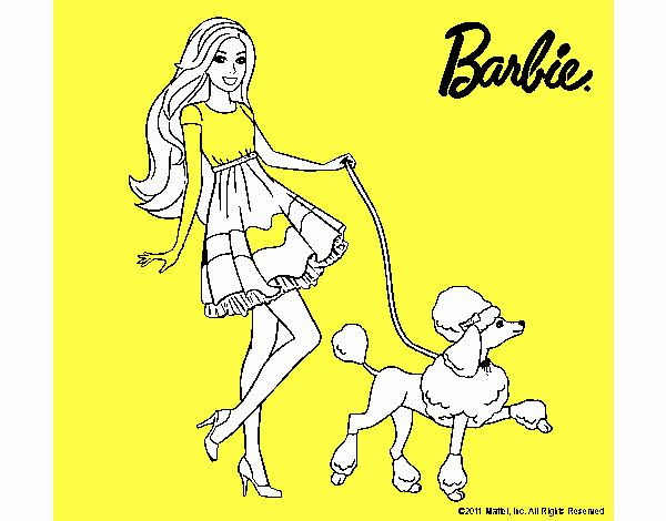 Barbie paseando a su mascota