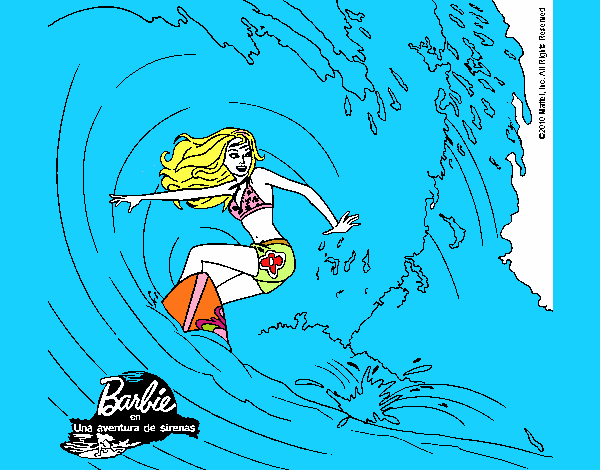 Barbie practicando surf