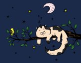 Dibujo El gato y la luna pintado por zharovane