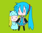 Dibujo Miku y Kasane Chibi pintado por sof11