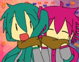 Miku y Len con bufanda