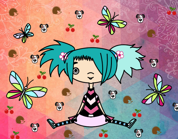 Niña con mariposas