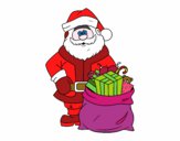 Dibujo Papá Noel con bolsa de regalos pintado por Anquita