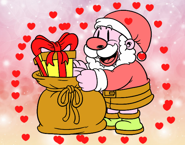 Santa Claus ofreciendo regalos