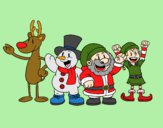 Dibujo Santa Claus y sus amigos pintado por polillaty