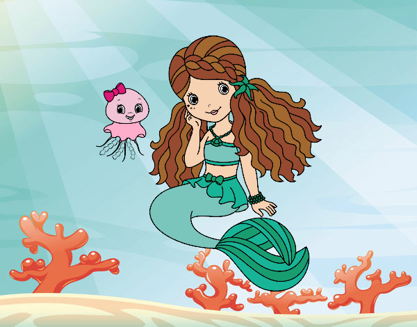 Dibujo Sirena y medusa pintado por cleoh2o