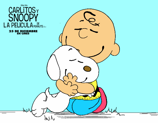 Snoopy y Carlitos abrazados