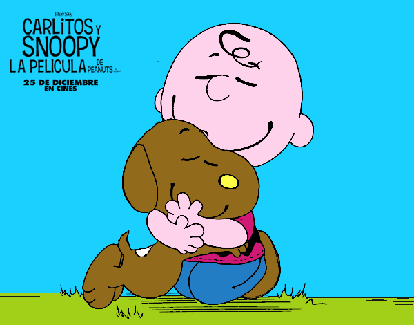 Snoopy y Carlitos abrazados