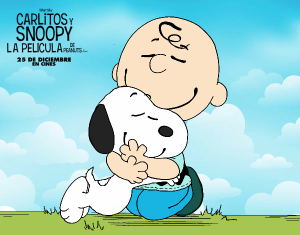 Snoopy y Carlitos abrazados