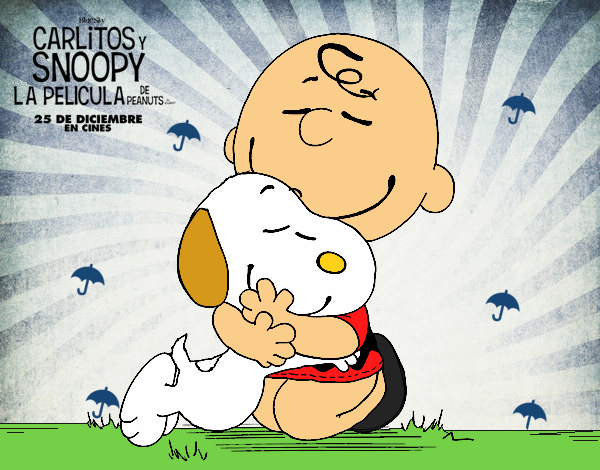 Snoopy y Carlitos abrazados