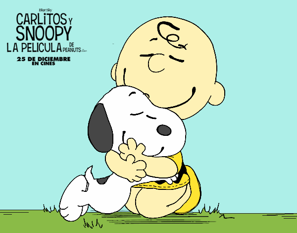 Snoopy y Carlitos abrazados