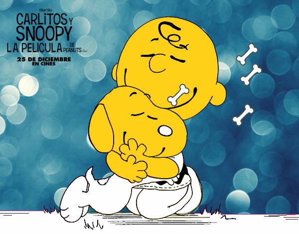 Snoopy y Carlitos abrazados