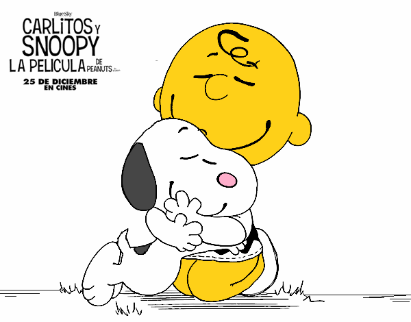 Snoopy y Carlitos abrazados