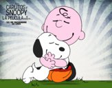 Dibujo Snoopy y Carlitos abrazados pintado por joab 