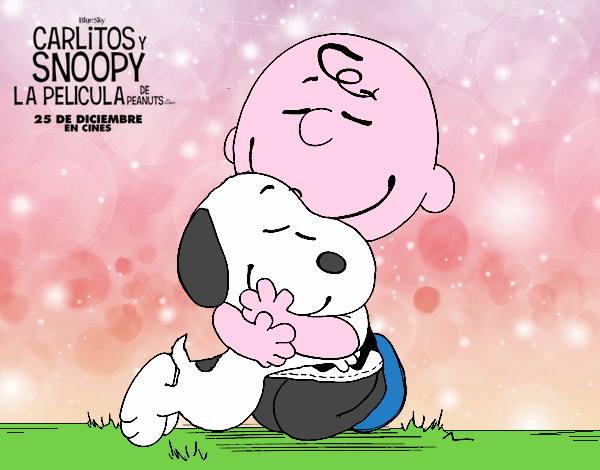 Snoopy y Carlitos abrazados