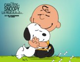 Dibujo Snoopy y Carlitos abrazados pintado por pspsps