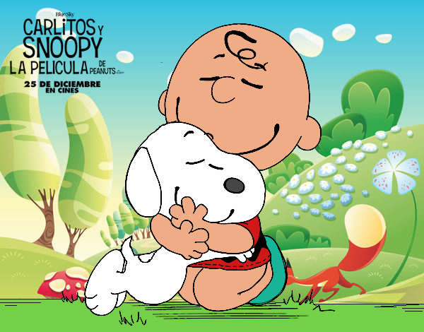 Snoopy y Carlitos abrazados