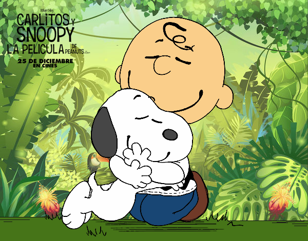 Snoopy y Carlitos abrazados