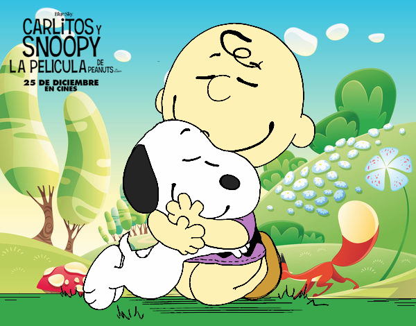 Dibujo Snoopy y Carlitos abrazados pintado por melinao