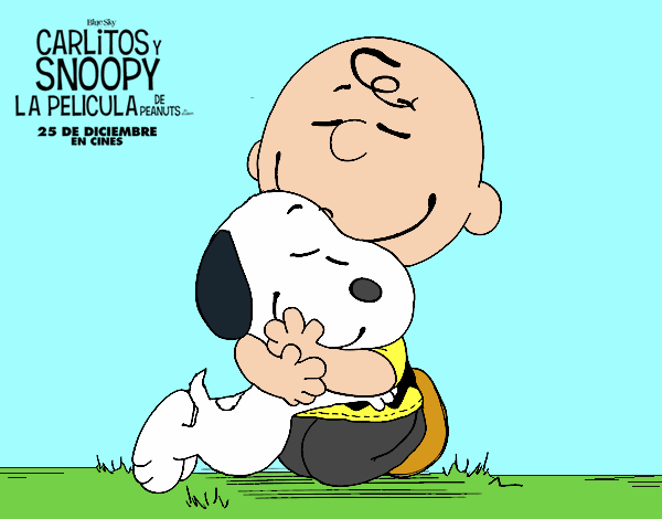 Snoopy y Carlitos abrazados