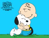 Dibujo Snoopy y Carlitos abrazados pintado por Osobal