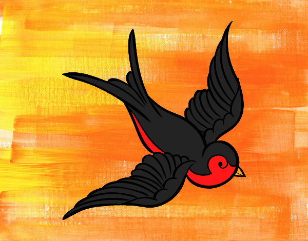 Dibujo Tatuaje de pájaro pintado por helio