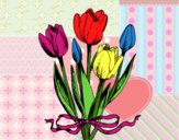Dibujo Tulipanes con lazo pintado por polillaty