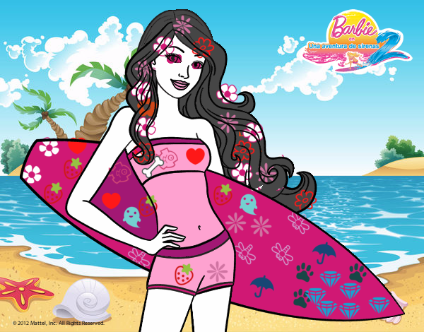 Barbie con tabla de surf