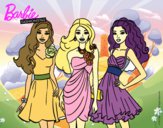 Dibujo Barbie y sus amigas vestidas de fiesta pintado por duar