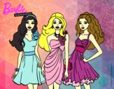 Dibujo Barbie y sus amigas vestidas de fiesta pintado por JuanitaPaz