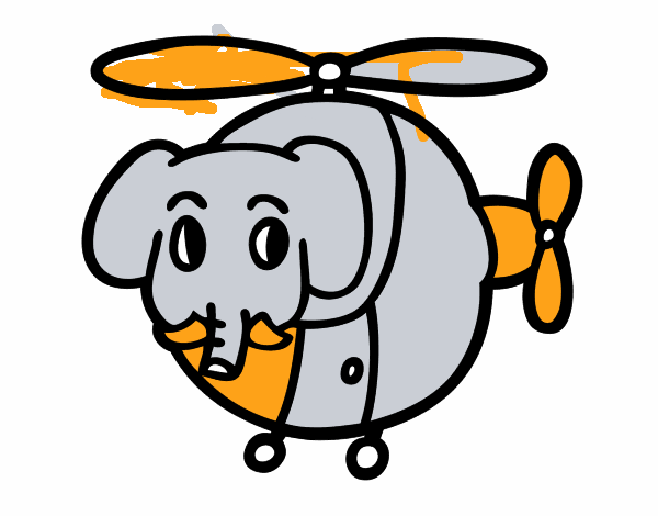 Helióptero con elefante