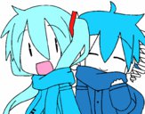 Miku y Len con bufanda