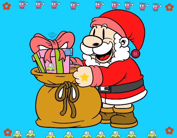 Santa Claus ofreciendo regalos