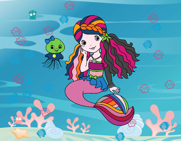 Dibujo Sirena y medusa pintado por romanioli