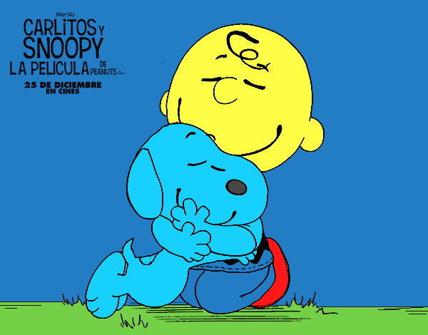 Snoopy y Carlitos abrazados