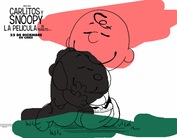 Snoopy y Carlitos abrazados