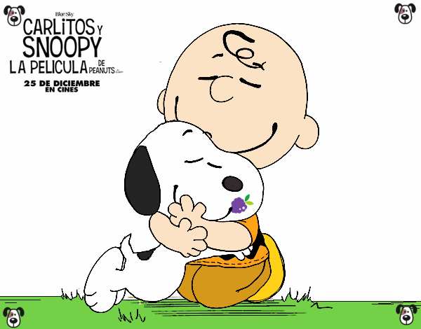 Snoopy y Carlitos abrazados