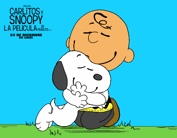 Snoopy y Carlitos abrazados