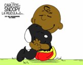 Dibujo Snoopy y Carlitos abrazados pintado por meagan