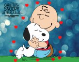Dibujo Snoopy y Carlitos abrazados pintado por v4l3r1a