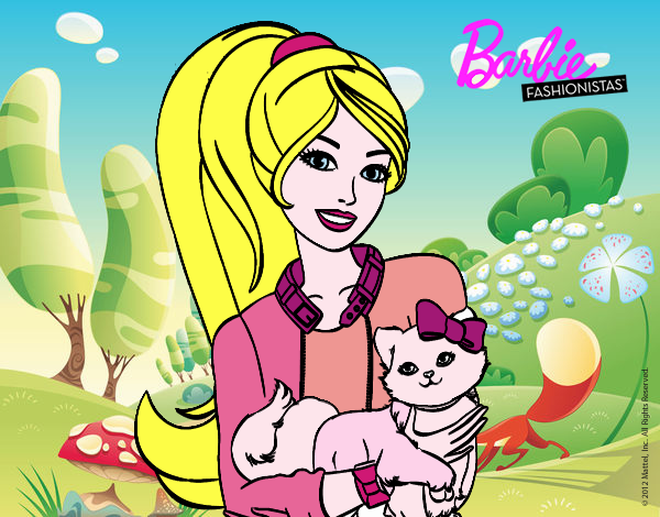 Barbie con su linda gatita