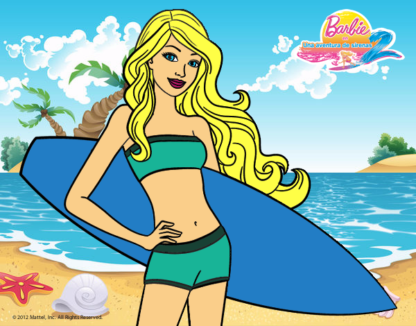 Barbie con tabla de surf