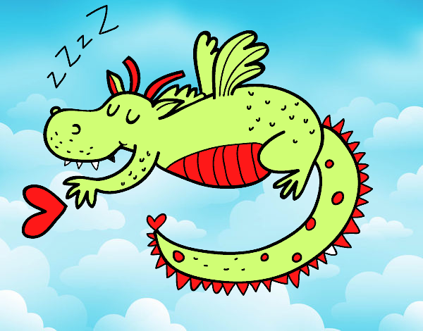 Dibujo Dragón infantil durmiendo pintado por Lucia626