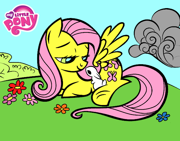 Fluttershy con un conejito