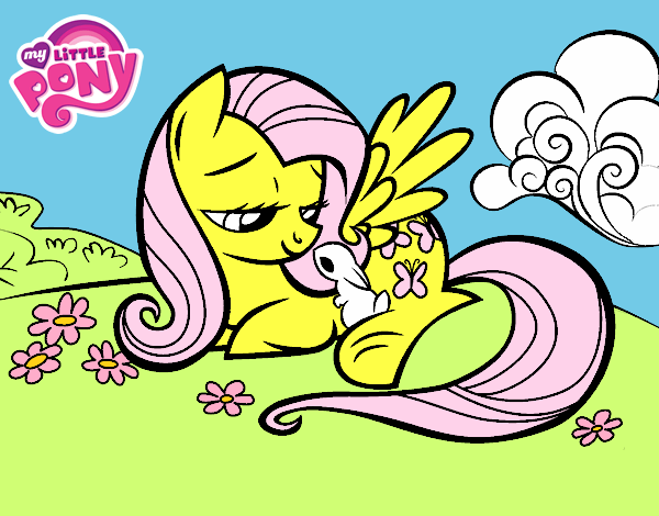 Fluttershy con un conejito