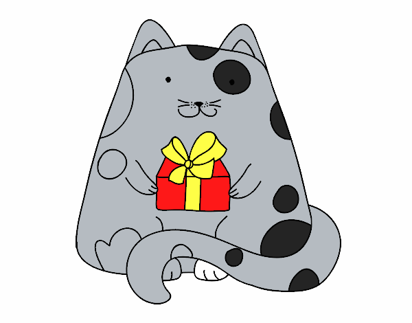 Gato con un regalo