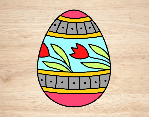 Huevo de Pascua con tulipanes