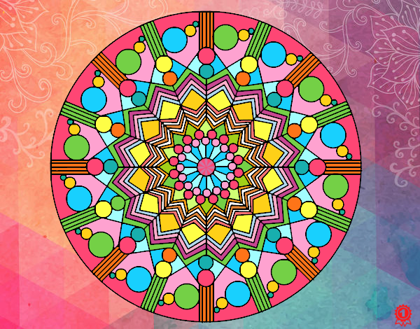 Dibujo Mandala flor con círculos pintado por camiii l