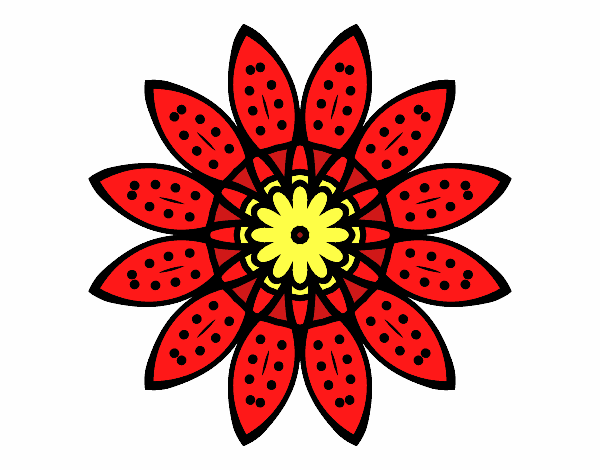 Dibujo Mandala flor con pétalos pintado por encarnarue